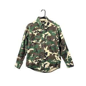 Vintage Melton Deerskin Shirt Mens Medium Camo Outdoors Hunting Made In USA